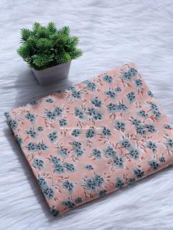 Peach Muslin Silk Printed Fabric