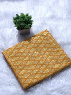 Yellow Cotton Block Printed Fabric