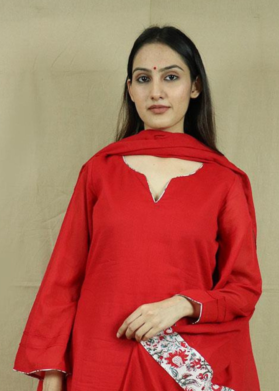 Red Loose Kurta with Palazzo Pant Set